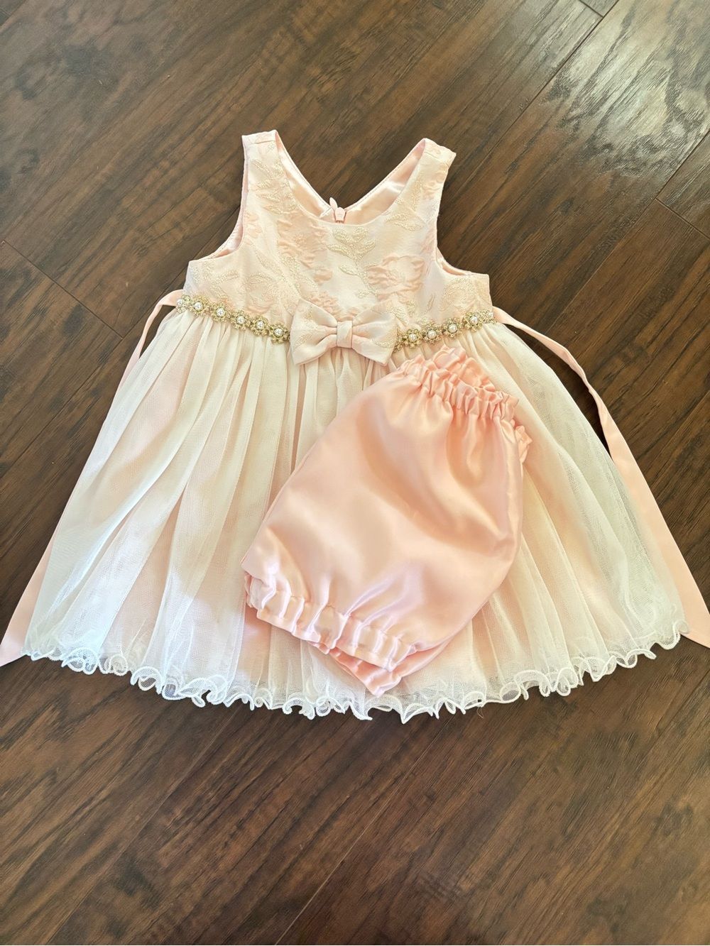 Baby Girls Pink Floral Lace Party Dress with Bloomers Size 24m
